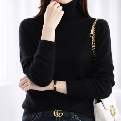 Comfortable Ribbed Turtleneck Sweater for Women with Long Sleeve Fitted Knit Style
