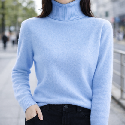 Comfortable Ribbed Turtleneck Sweater for Women with Long Sleeve Fitted Knit Style