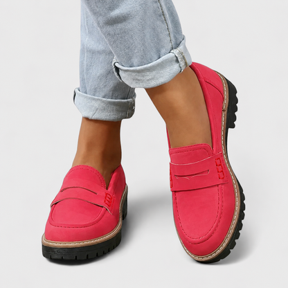Comfortable Loafers for Women with Penny Strap Chunky Sole Slip On Style