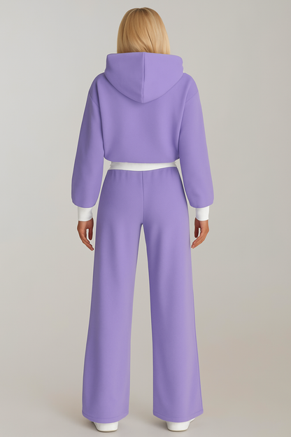 Comfortable Oversized Hoodie Two Piece Set for Women with Drawstring Wide Leg Pant Relaxed Style