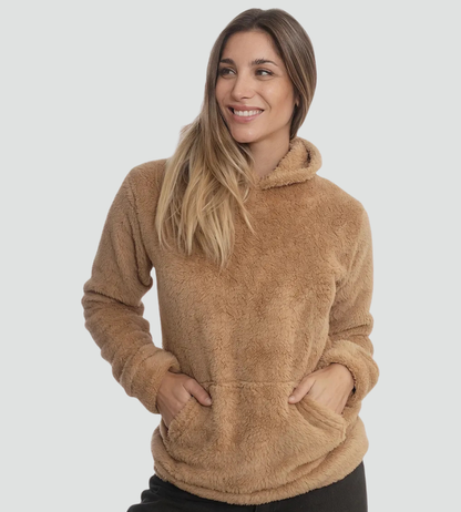 Comfortable Sherpa Hoodie for Women with Drawstring Hood Long Sleeve Kangaroo Pocket Oversized Style