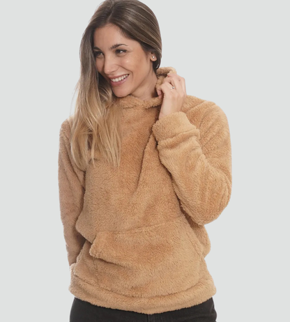 Comfortable Sherpa Hoodie for Women with Drawstring Hood Long Sleeve Kangaroo Pocket Oversized Style