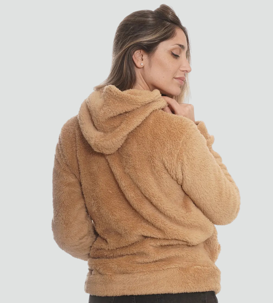 Comfortable Sherpa Hoodie for Women with Drawstring Hood Long Sleeve Kangaroo Pocket Oversized Style