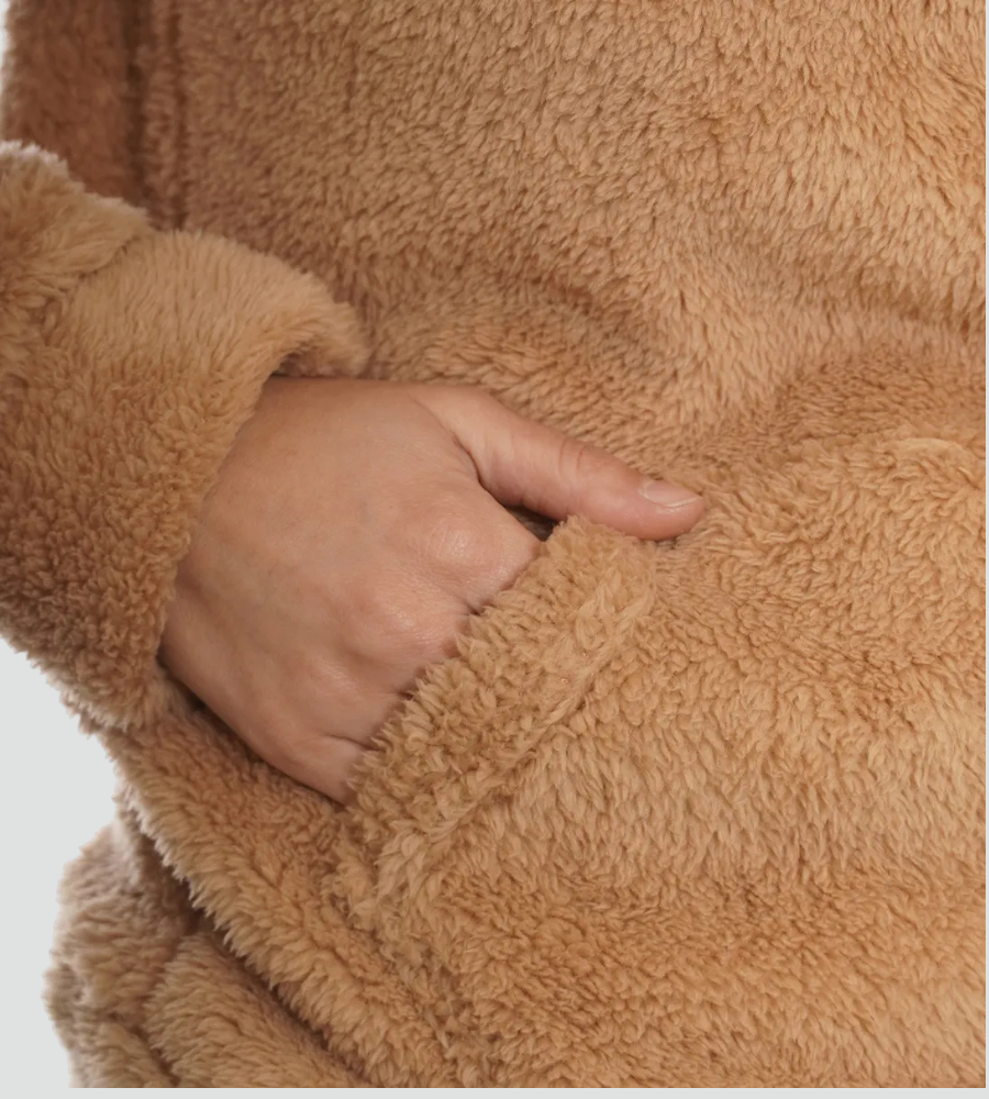 Comfortable Sherpa Hoodie for Women with Drawstring Hood Long Sleeve Kangaroo Pocket Oversized Style