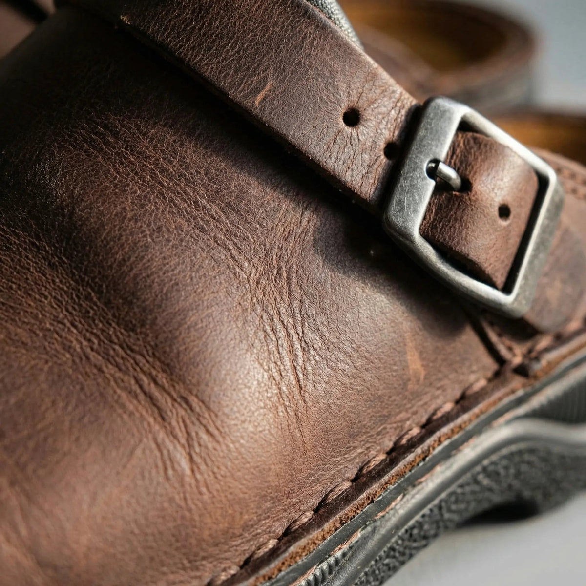 Comfortable Clogs for Men with Round Toe Slip On Buckle Strap Backless Mule Style