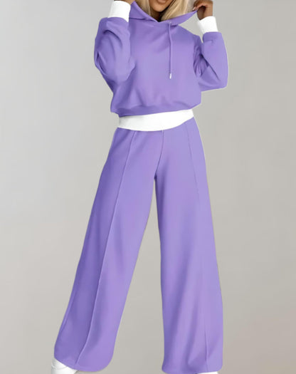 Comfortable Oversized Hoodie Two Piece Set for Women with Drawstring Wide Leg Pant Relaxed Style