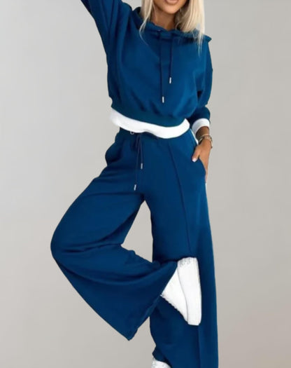 Comfortable Oversized Hoodie Two Piece Set for Women with Drawstring Wide Leg Pant Relaxed Style