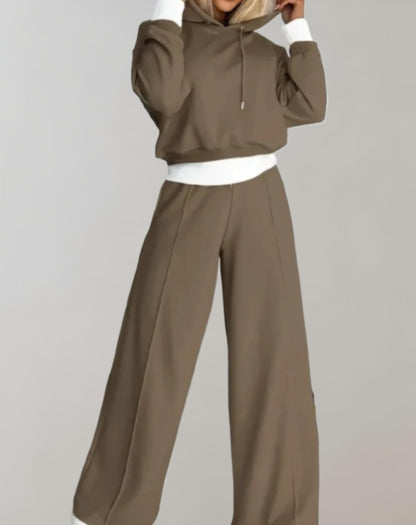 Comfortable Oversized Hoodie Two Piece Set for Women with Drawstring Wide Leg Pant Relaxed Style