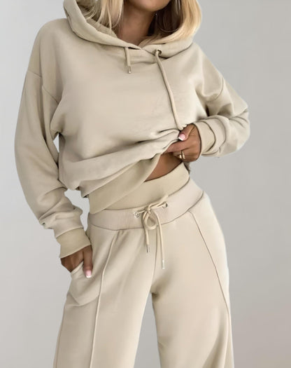 Comfortable Oversized Hoodie Two Piece Set for Women with Drawstring Wide Leg Pant Relaxed Style