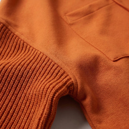 Cozy Shacket for Women with Hooded Collar Long Sleeve Button Front Knit Panel Oversized Style
