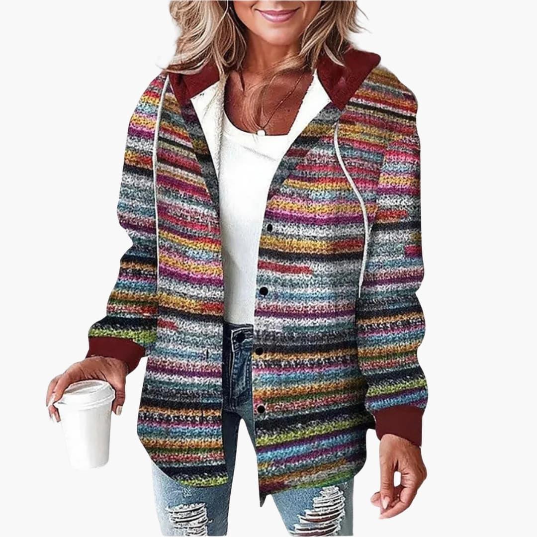 Cozy Plaid Shacket for Women with Hooded Collar Long Sleeve Snap Front Flannel Style