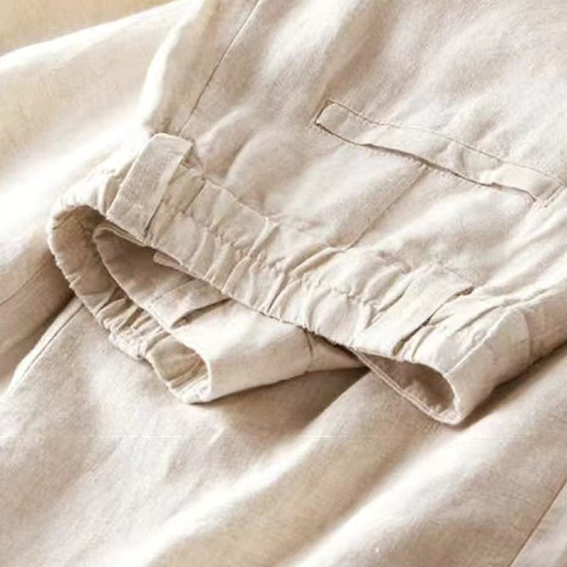 Effortless Linen Wide Leg Pants for Women with High Waist Button Front Relaxed Flowing Style