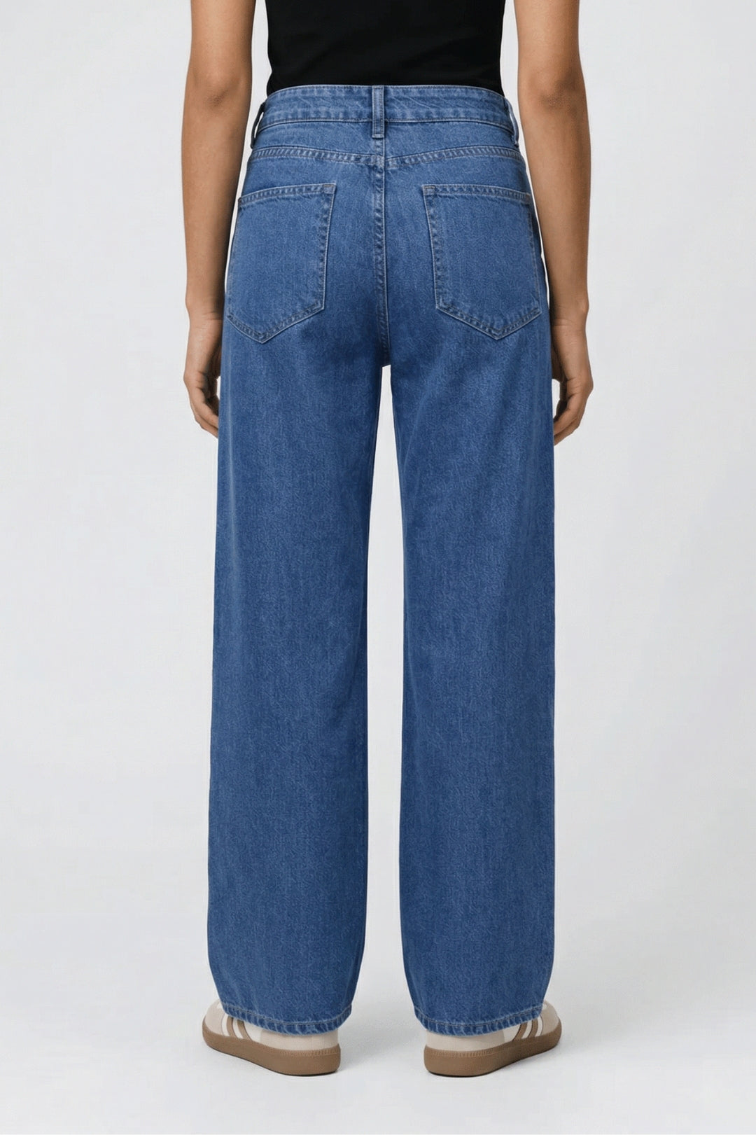 Effortless Blue Wide Leg Jeans for Women with High Waisted Relaxed Denim Casual Style