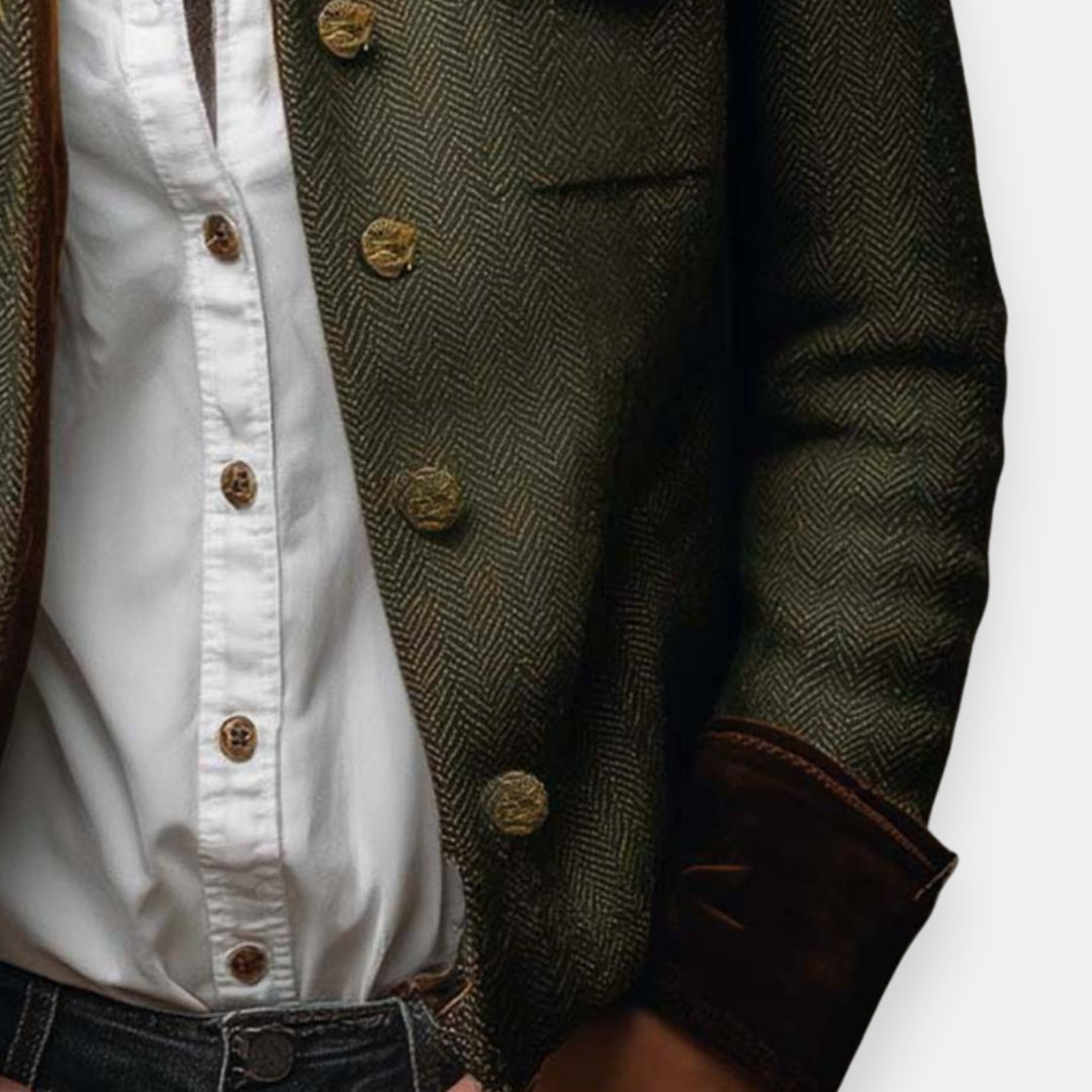 Elegant Olive Green Tweed Jacket for Women with Stand Collar Long Sleeve Suede Cuff Casual Style