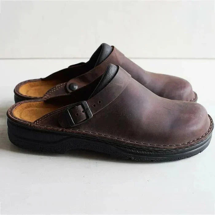 Michael | Comfortable Leather Mules for Men with Orthopedic Support