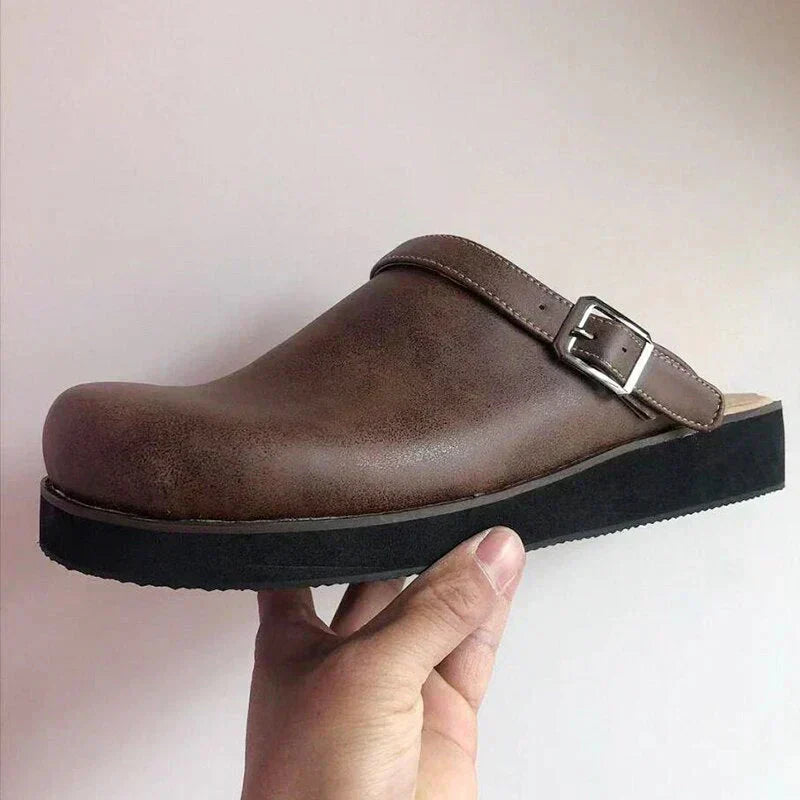 Michael | Comfortable Leather Mules for Men with Orthopedic Support
