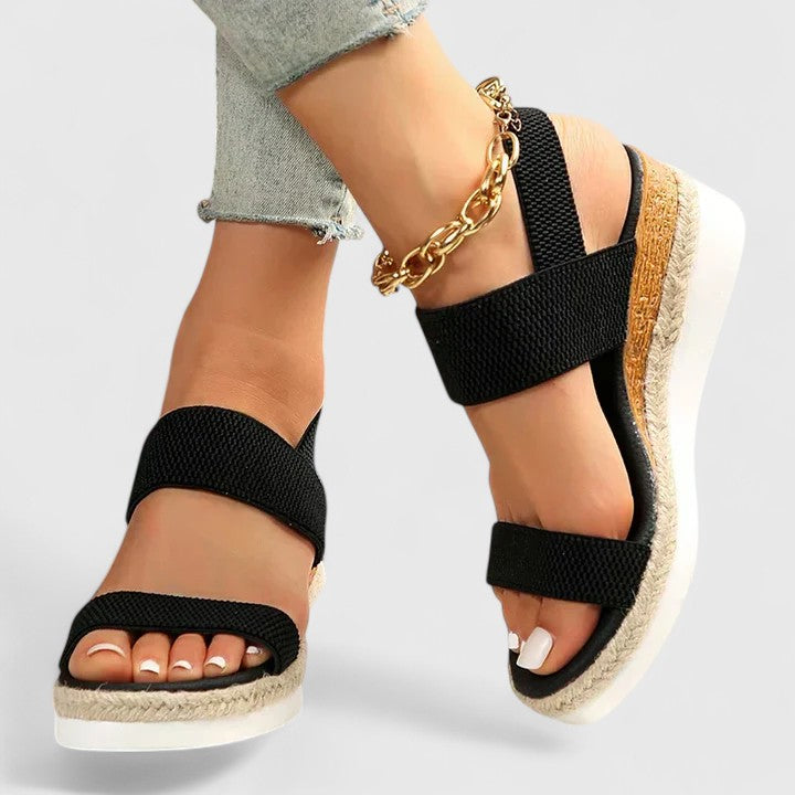 Comfortable Orthopedic Sandals for Women with Elastic Strap Espadrille Wedge Platform Style
