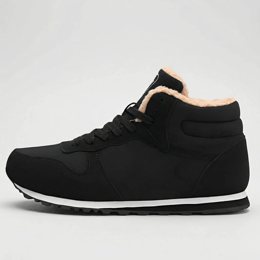 Warm Winter Boots for Men with Round Toe Lace Up Fleece Lined Faux Suede Snow Style
