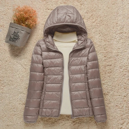 Cozy Puffer Jacket for Women with Stand Collar Long Sleeve Zip Up Lightweight Packable Style