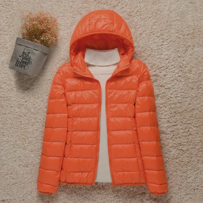Cozy Puffer Jacket for Women with Stand Collar Long Sleeve Zip Up Lightweight Packable Style