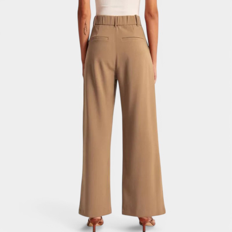 Elegant Tailored Dress Pants for Women with High Waisted Wide Leg Pocket Detail Relaxed Style