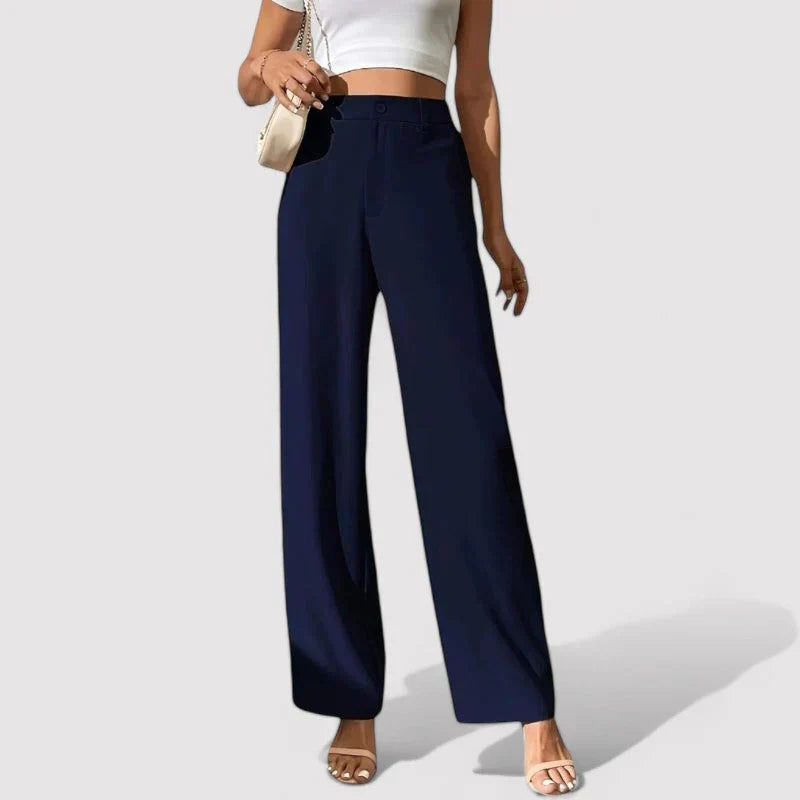 Elegant Tailored Dress Pants for Women with High Waisted Wide Leg Pocket Detail Relaxed Style