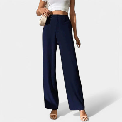 Elegant Tailored Dress Pants for Women with High Waisted Wide Leg Pocket Detail Relaxed Style