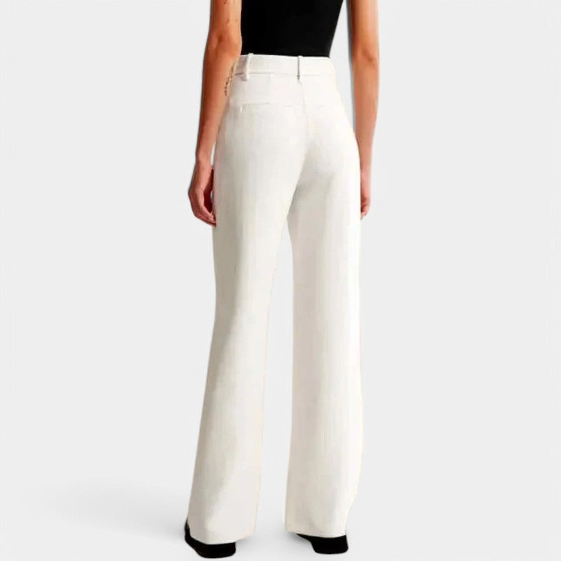 Elegant Tailored Dress Pants for Women with High Waisted Wide Leg Pocket Detail Relaxed Style