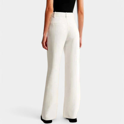 Elegant Tailored Dress Pants for Women with High Waisted Wide Leg Pocket Detail Relaxed Style