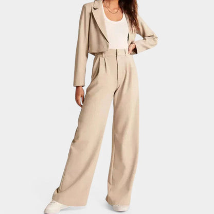 Elegant Tailored Dress Pants for Women with High Waisted Wide Leg Pocket Detail Relaxed Style