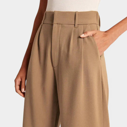 Elegant Tailored Dress Pants for Women with High Waisted Wide Leg Pocket Detail Relaxed Style
