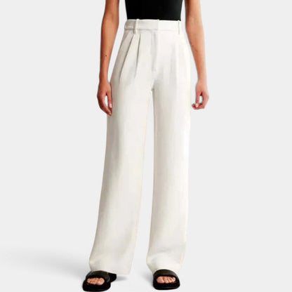 Elegant Tailored Dress Pants for Women with High Waisted Wide Leg Pocket Detail Relaxed Style