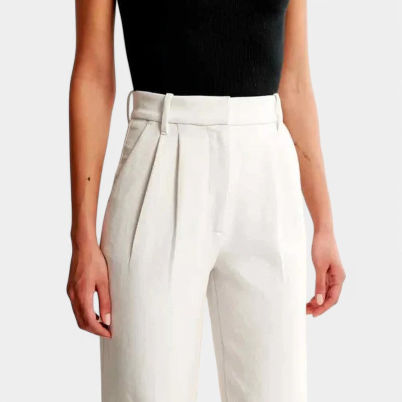 Elegant Tailored Dress Pants for Women with High Waisted Wide Leg Pocket Detail Relaxed Style