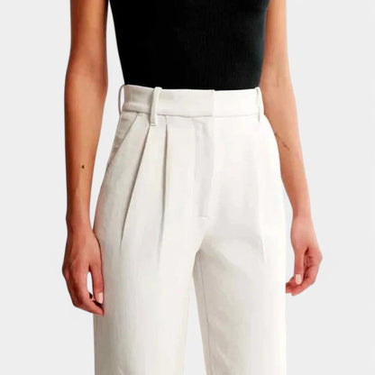 Elegant Tailored Dress Pants for Women with High Waisted Wide Leg Pocket Detail Relaxed Style
