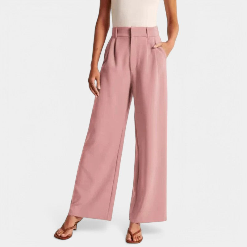Elegant Tailored Dress Pants for Women with High Waisted Wide Leg Pocket Detail Relaxed Style