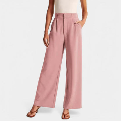 Elegant Tailored Dress Pants for Women with High Waisted Wide Leg Pocket Detail Relaxed Style