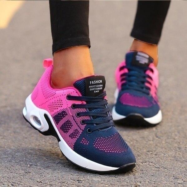 Comfortable Sneakers for Women with Lace Up Breathable Mesh Athletic Running Style