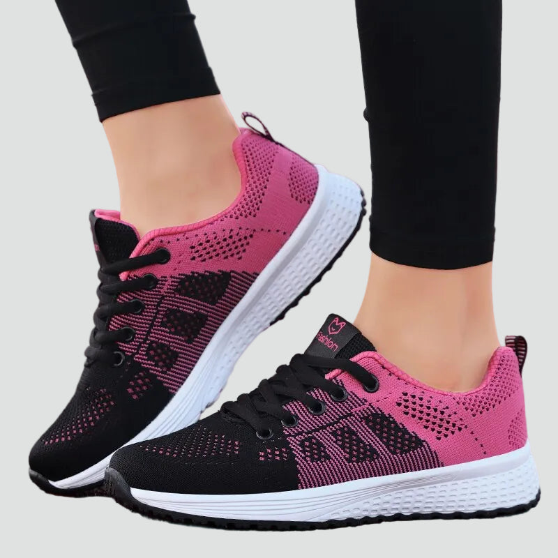 Comfortable Orthopedic Sneakers for Women with Lace Up Breathable Knit Lightweight Running Style