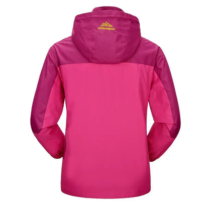 Stylish Ski Jacket for Women with Hooded Collar Long Sleeve Zip Up Colorblock Outdoor Style