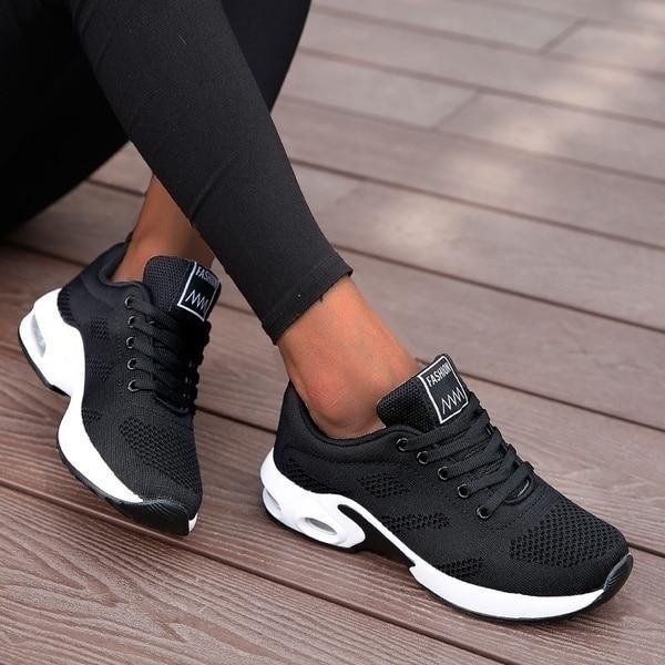 Comfortable Sneakers for Women with Lace Up Breathable Mesh Athletic Running Style