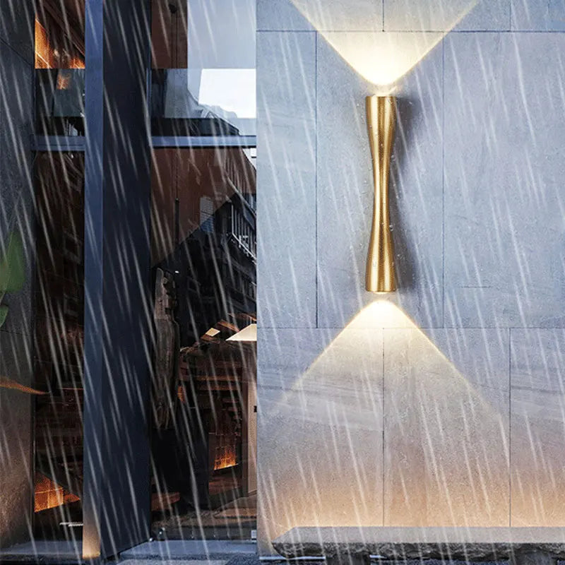 Gold Wall Lamp Nordic Up Down Hourglass Waterproof Indoor Outdoor Sconce Wall Light