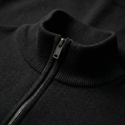 Cozy Fine Knit Half-Zip Pullover for Men with Mock Neck Long Sleeve Ribbed Slim Winter Style