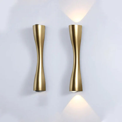 Gold Wall Lamp Nordic Up Down Hourglass Waterproof Indoor Outdoor Sconce Wall Light