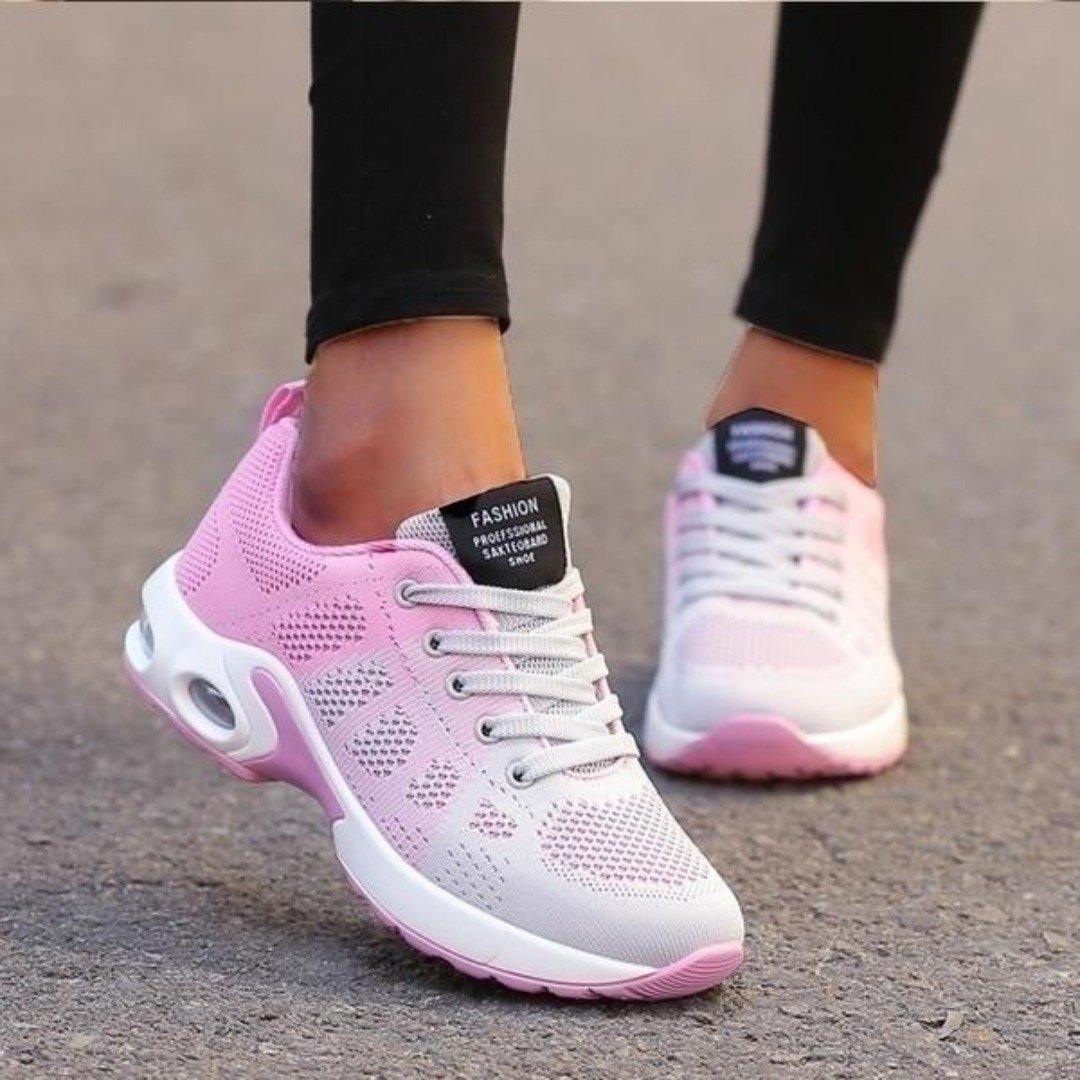 Comfortable Sneakers for Women with Lace Up Breathable Mesh Athletic Running Style