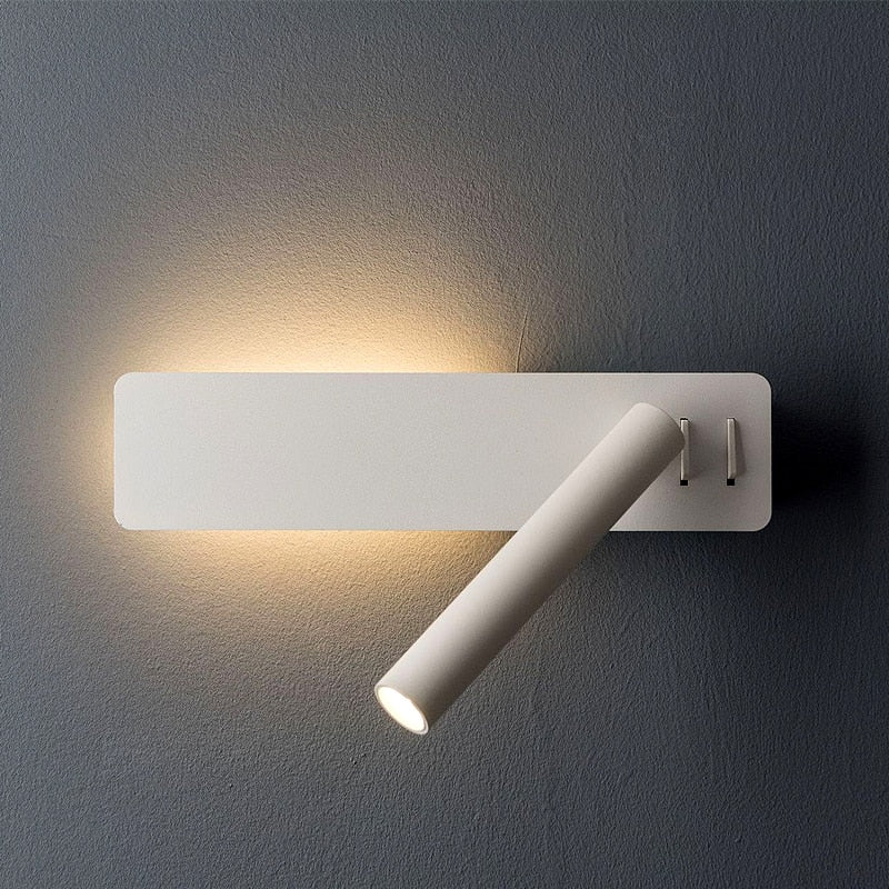 Reading Wall Lamp Rotatable LED Spotlight Bedside Adjustable Dual-Switch Sconce Wall Light