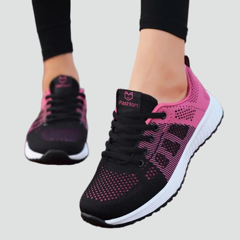 Comfortable Orthopedic Sneakers for Women with Lace Up Breathable Knit Lightweight Running Style