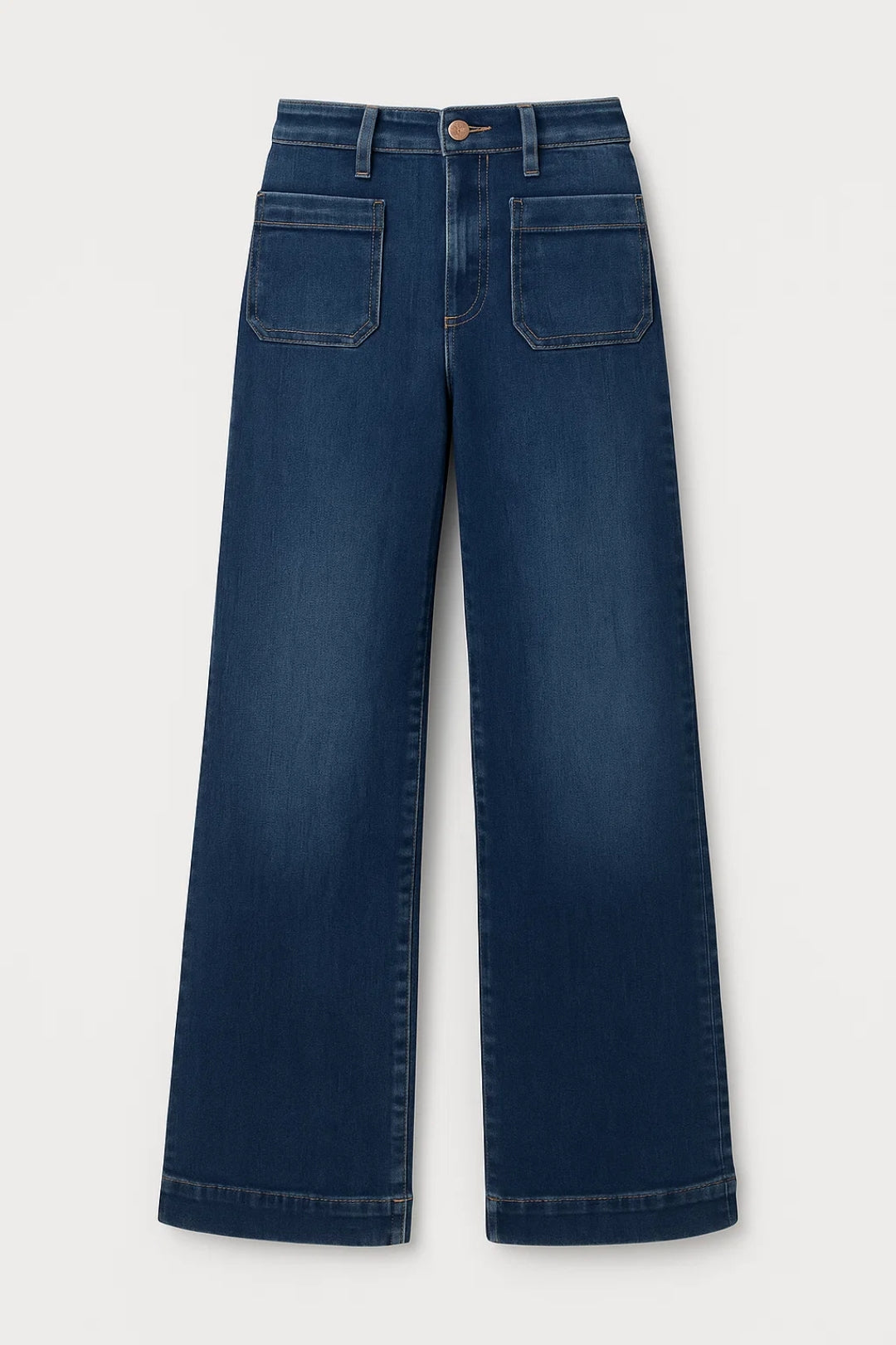 Effortless Wide Leg Jeans for Women with High Waisted Patch Pocket Released Hem Casual Style