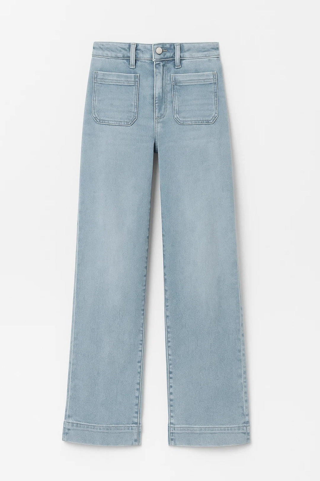 Effortless Wide Leg Jeans for Women with High Waisted Patch Pocket Released Hem Casual Style
