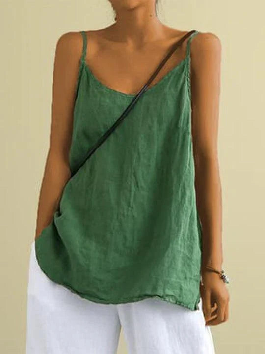 Effortless Linen Tank Top for Women with V Neck Sleeveless Relaxed Flowing Style