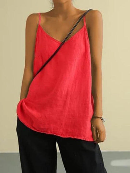Effortless Linen Tank Top for Women with V Neck Sleeveless Relaxed Flowing Style